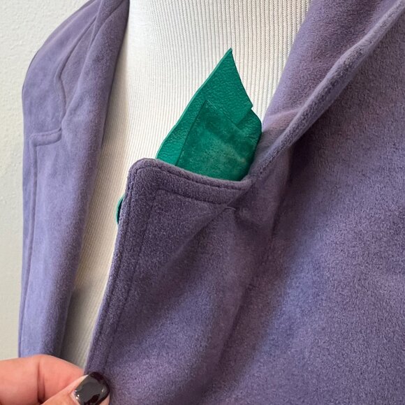 Vintage 80's purple UltraSuede Blazer w Iconic Suede Brooch sz 4 - Picture 6 of 8